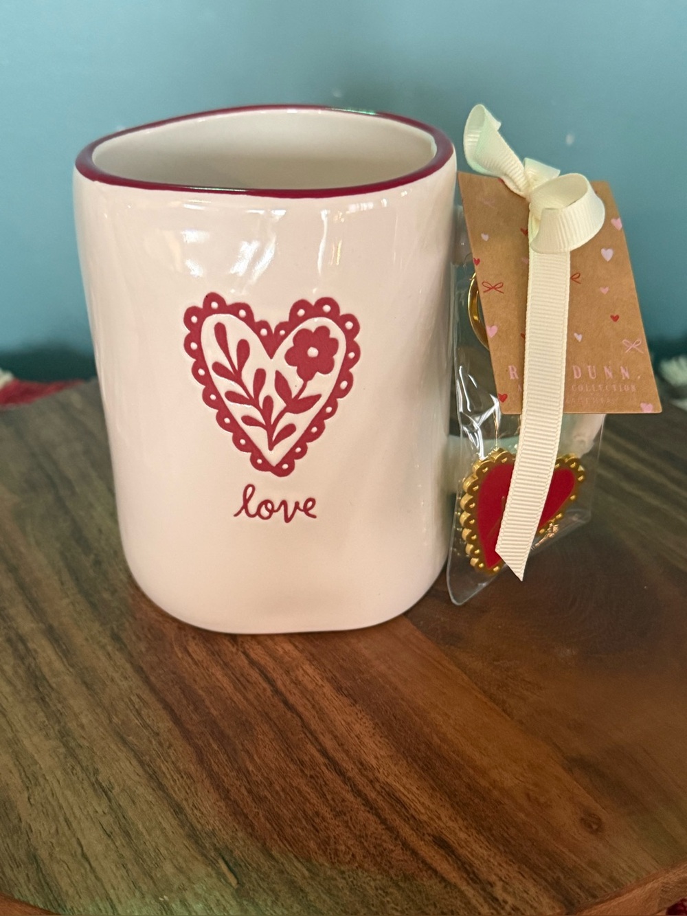 Rae Dunn Ceramic Heart 'Love' Mug - Pink and Red